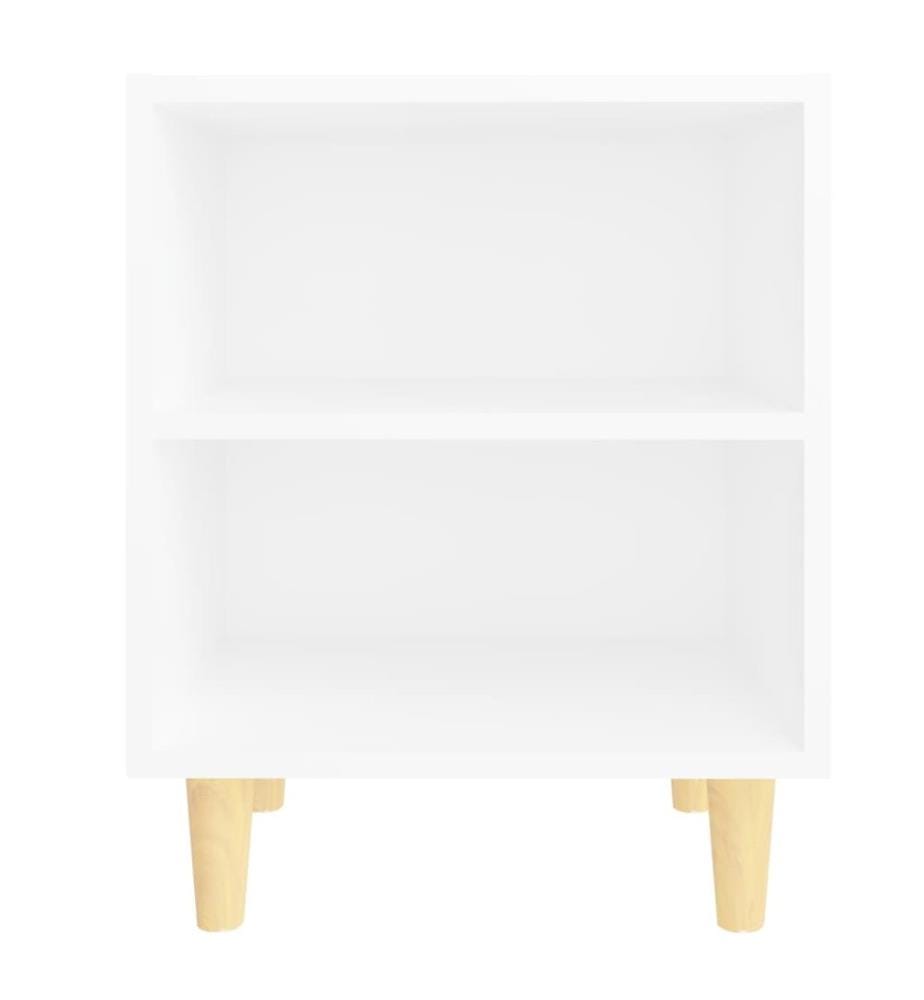 Table de chevet avec pieds en bois massif Blanc 40x30x50 cm