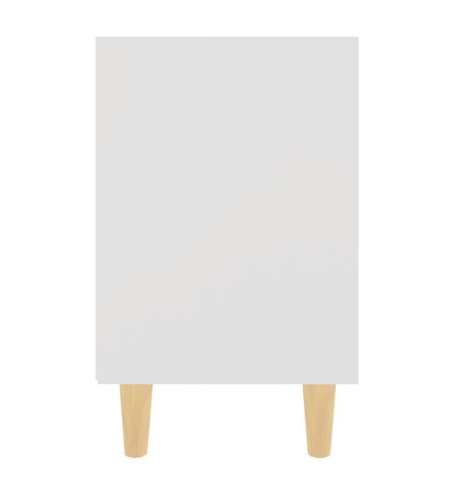 Table de chevet avec pieds en bois massif Blanc 40x30x50 cm