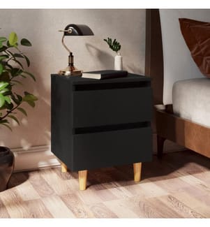 Tables de chevet avec pieds en pin 2 pcs Noir 40x35x50 cm