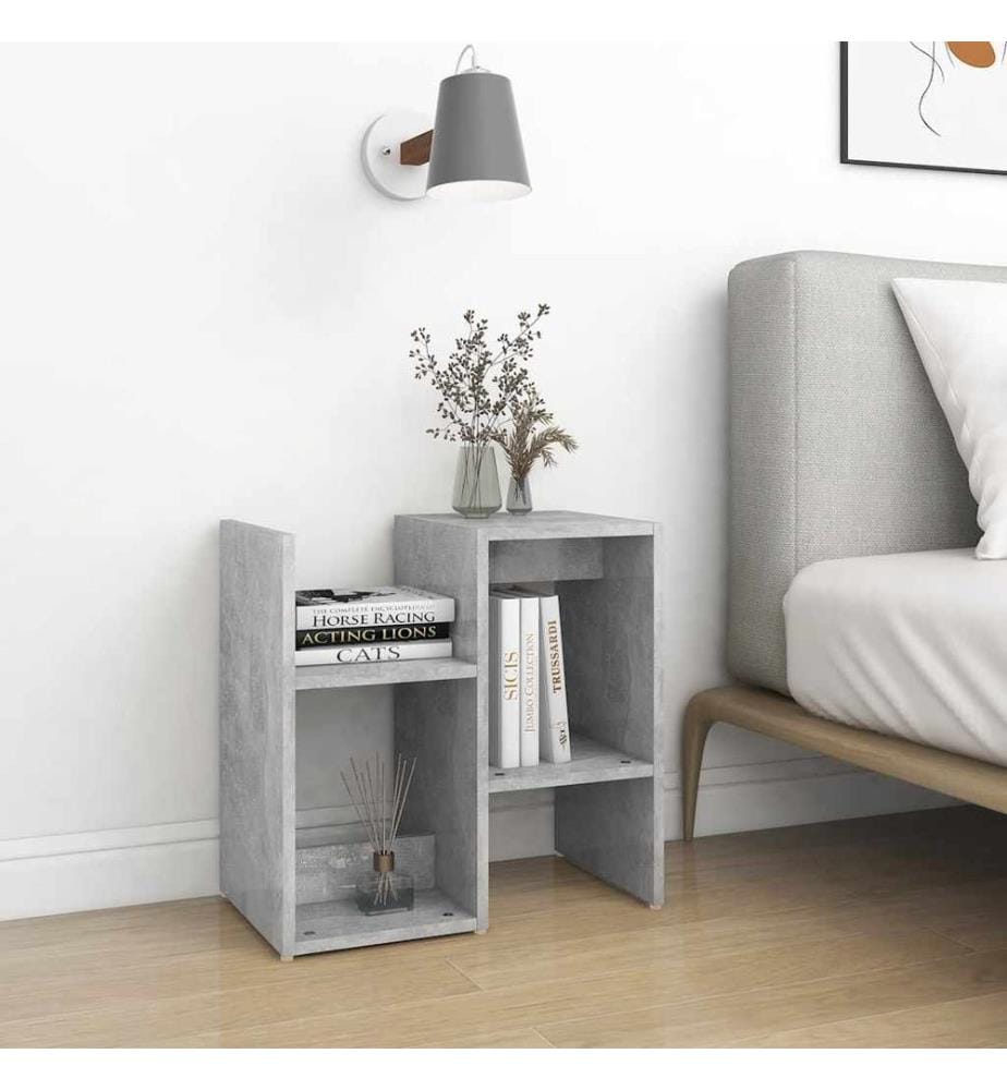 Table de chevet gris béton 50x30x51,5 cm bois d'ingénierie