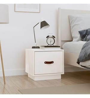 Nachttisch Weiss 40x34x35 cm Massivholz Kiefer