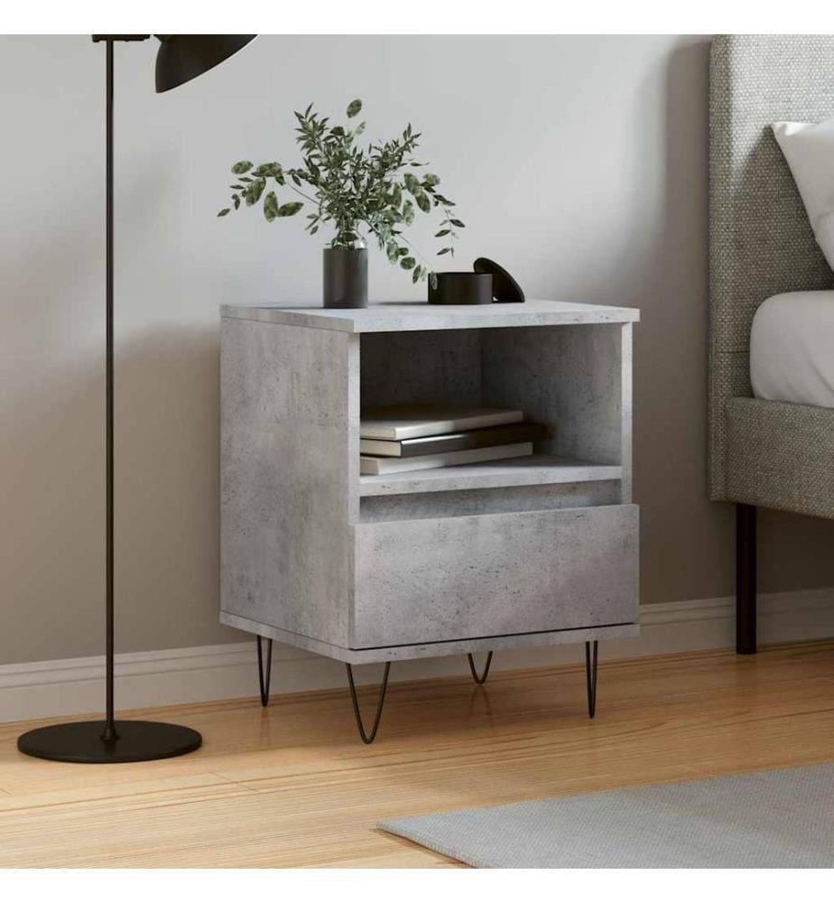 Table de chevet gris béton 40x35x50 cm bois d'ingénierie