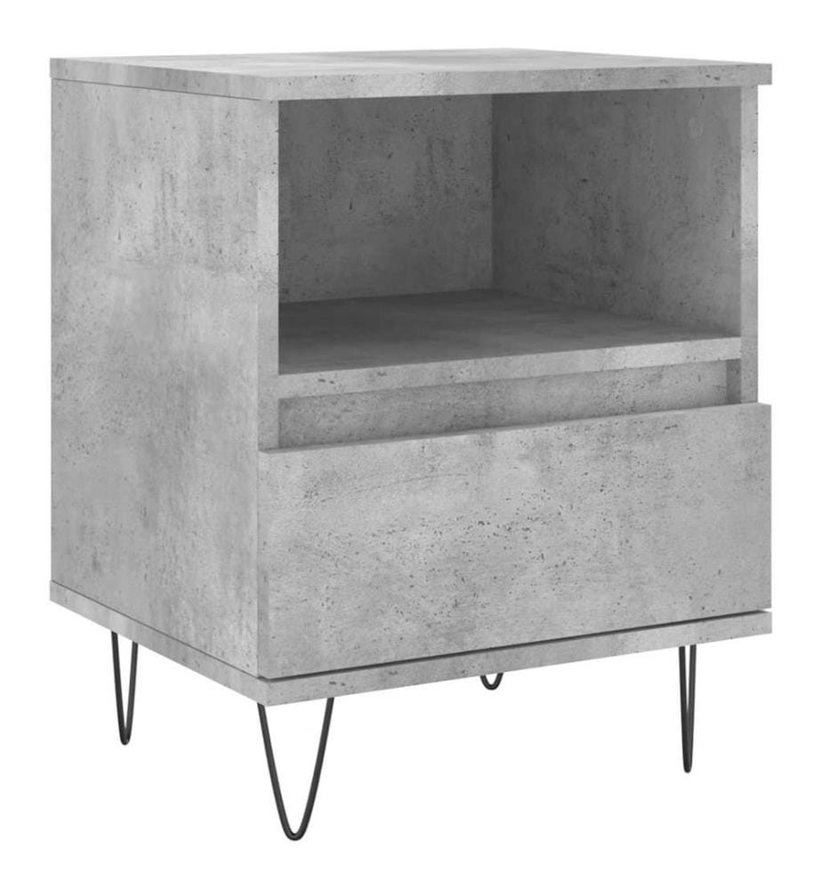 Table de chevet gris béton 40x35x50 cm bois d'ingénierie