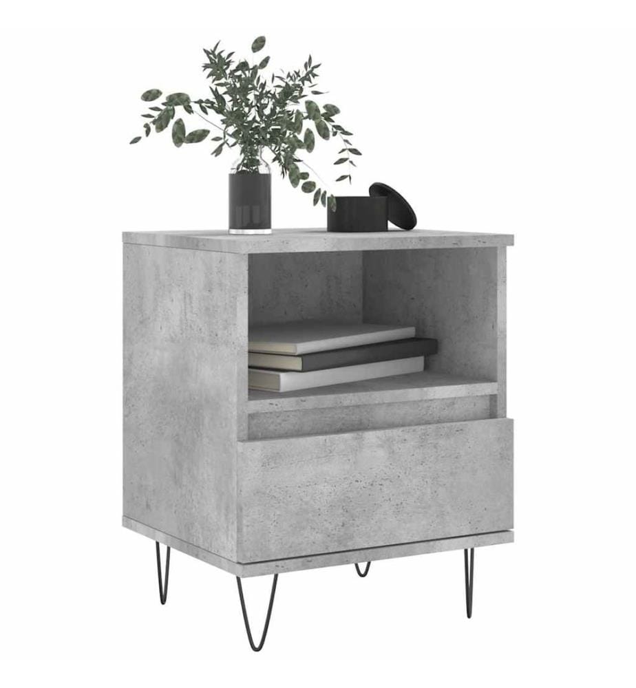 Table de chevet gris béton 40x35x50 cm bois d'ingénierie