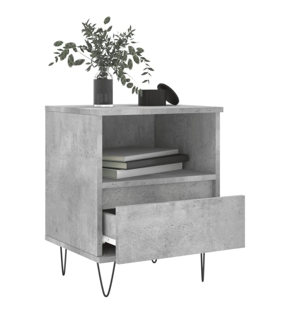 Table de chevet gris béton 40x35x50 cm bois d'ingénierie