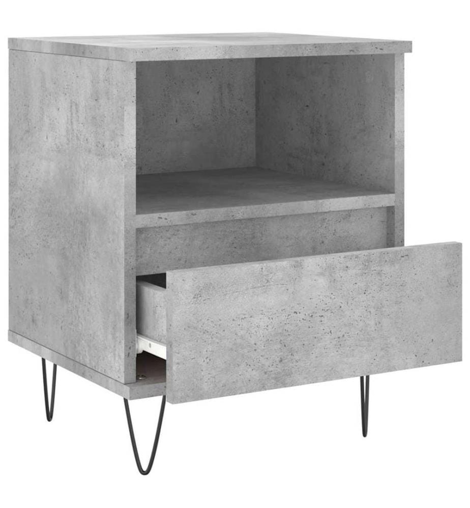 Table de chevet gris béton 40x35x50 cm bois d'ingénierie