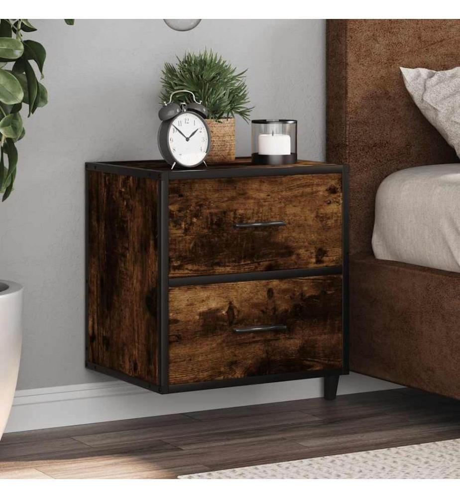 Table de chevet murale Chêne fumé 40x31x39,5 cm
