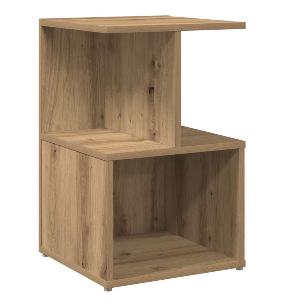 Table de chevet chêne artisanal 35x35x55 cm bois d'ingénierie
