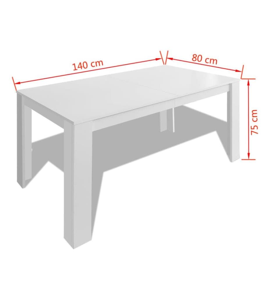 Table à manger 140x80x75 cm blanc