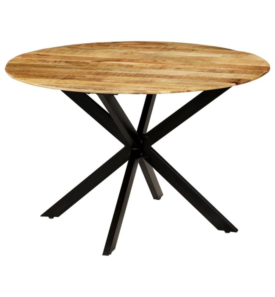 Dining Table Solid Raw Mango Wood and Steel 120x77 cm
