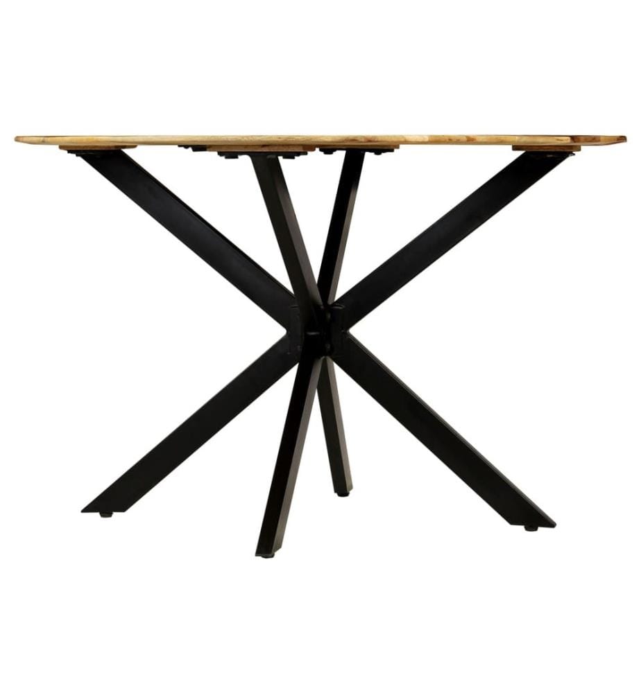 Dining Table Solid Raw Mango Wood and Steel 120x77 cm
