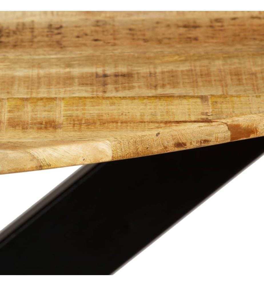 Dining Table Solid Raw Mango Wood and Steel 120x77 cm