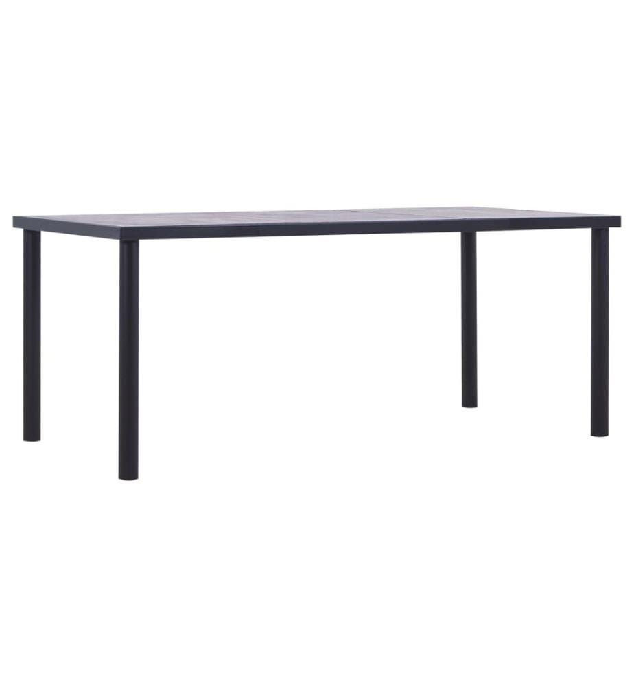 Table à manger Noir et gris béton 180x90x75 cm MDF