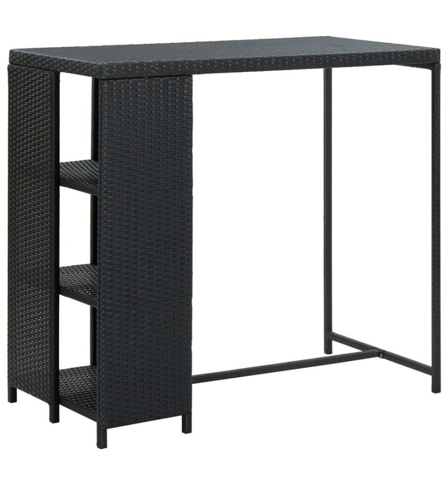 Bartisch mit Regal Schwarz 120x60x110 cm Poly Rattan