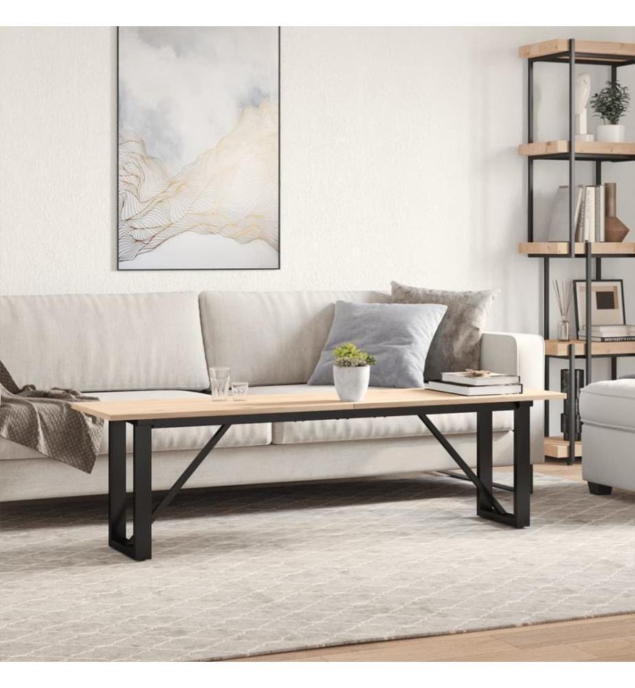 Couchtisch O-Gestell 160x40x45 cm Massivholz Kiefer & Stahl