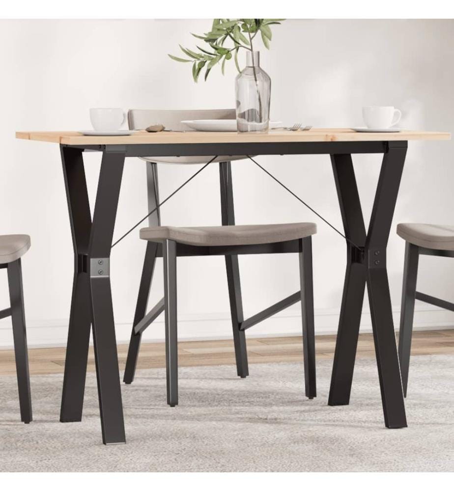 Table à manger cadre en Y 100x50x75 cm bois de pin massif acier