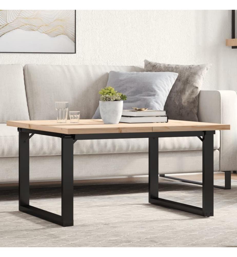 Couchtisch O-Gestell 80x80x45,5cm Massivholz Kiefer & Stahl