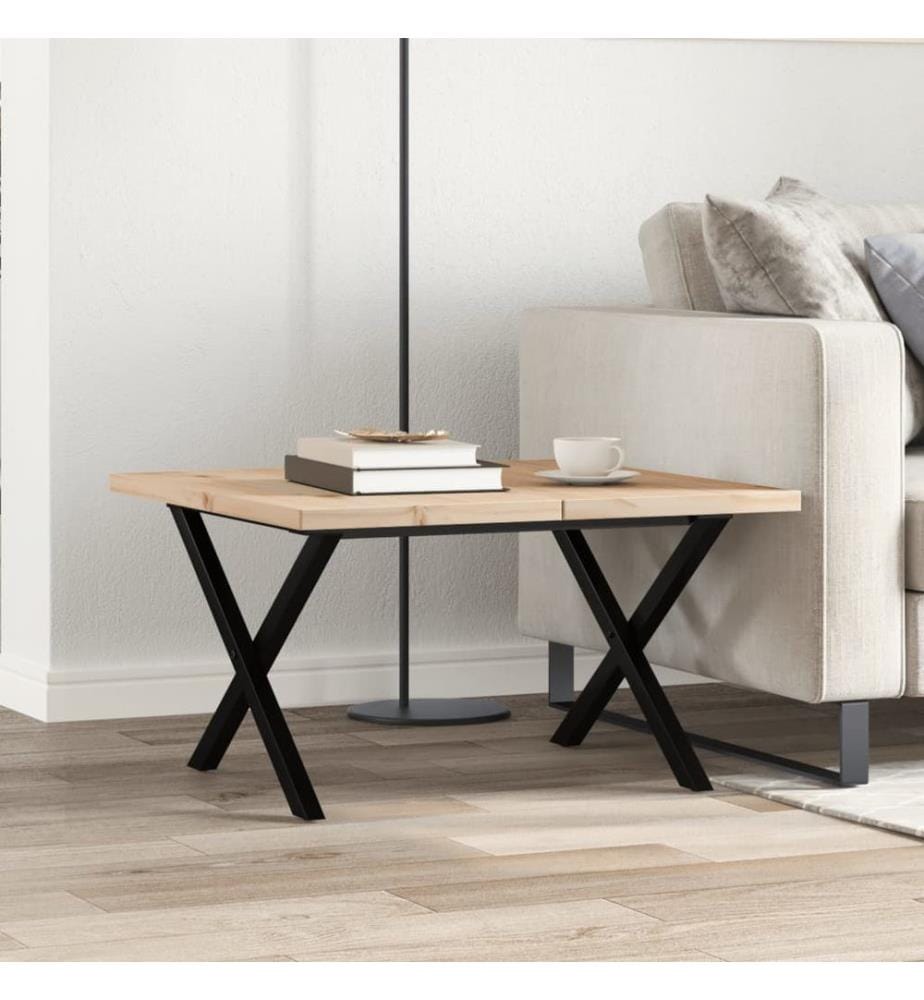 Couchtisch X-Gestell 60x60x40,5cm Massivholz Kiefer & Stahl