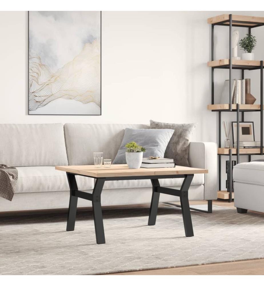 Couchtisch Y-Gestell 80x80x45,5cm Massivholz Kiefer & Stahl