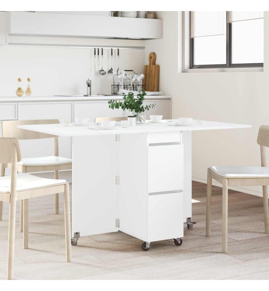 Table à dîner 2 pcs 140 x 80 x 77 cm Bois d'ingénierie Blanc