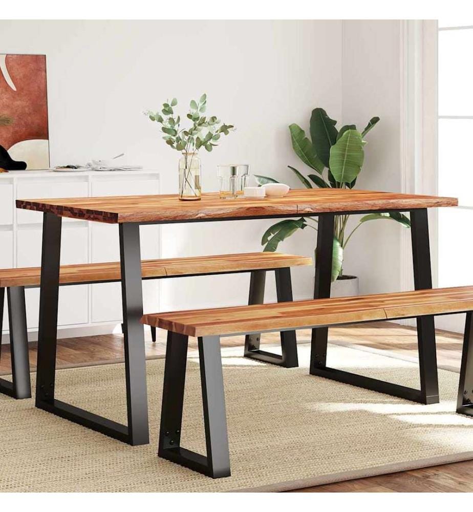 Table à manger 140x80x75 cm bois d'acacia solide à bord vif