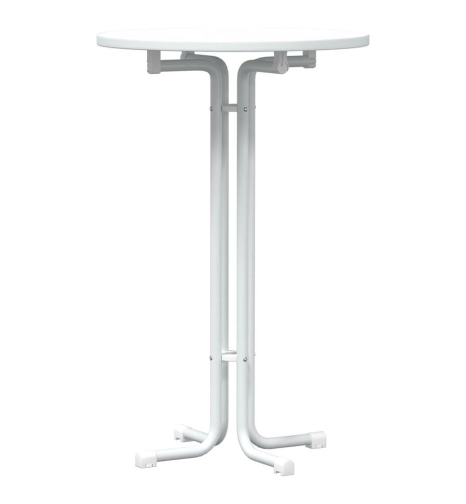 Table de bar blanc Ø70x110 cm bois d'ingénierie et acier