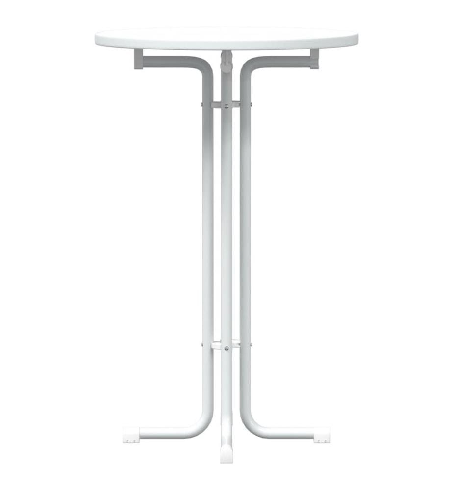 Table de bar blanc Ø70x110 cm bois d'ingénierie et acier