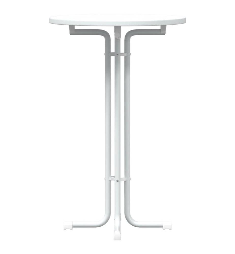 Table de bar blanc Ø70x110 cm bois d'ingénierie et acier