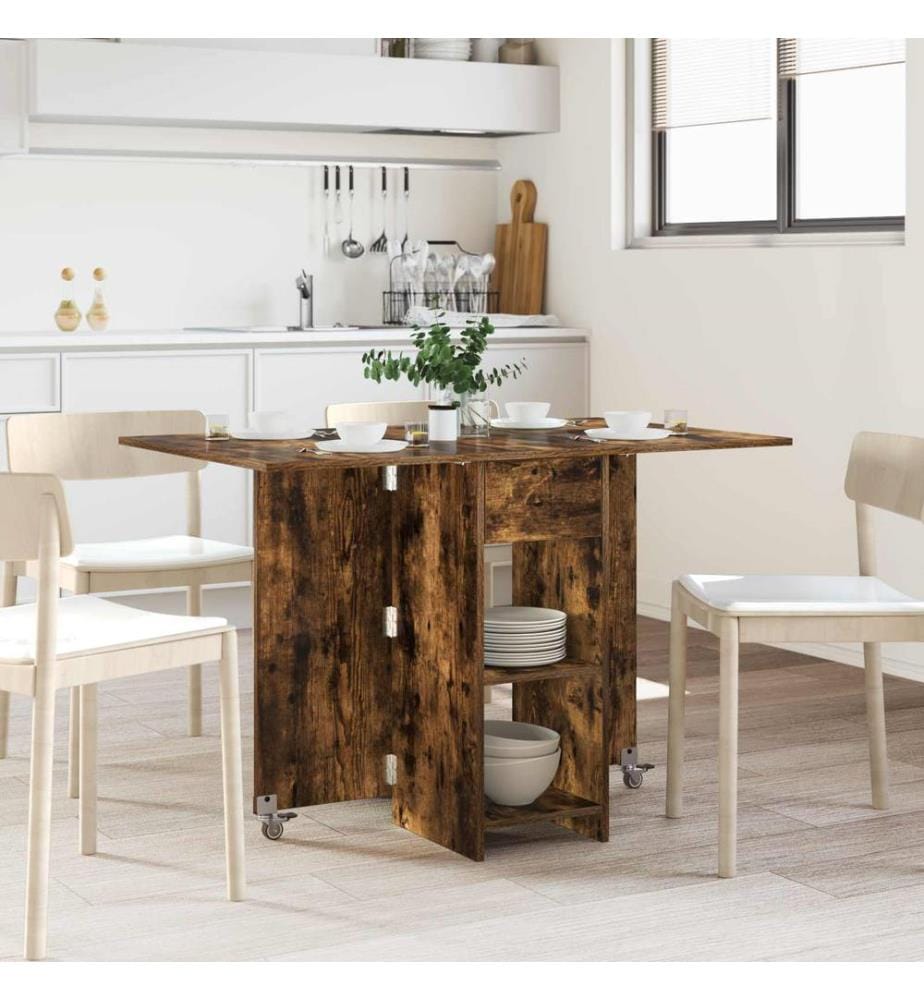 Table à dîner 115 x 70 x 75 cm Bois d'ingénierie Chêne fumé