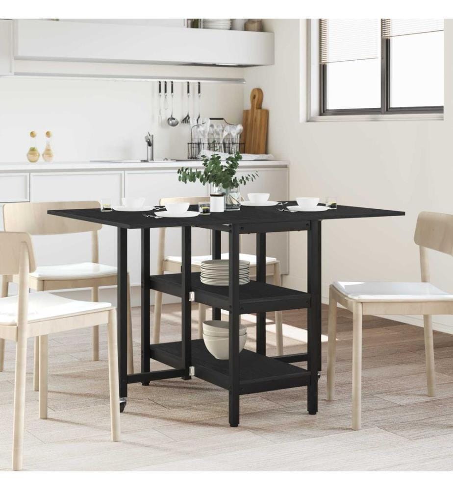 Table à dîner 122 x 80 x 76,5 cm Bois d'ingénierie Chêne noir