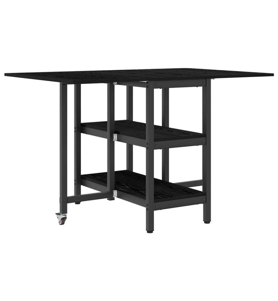 Table à dîner 122 x 80 x 76,5 cm Bois d'ingénierie Chêne noir