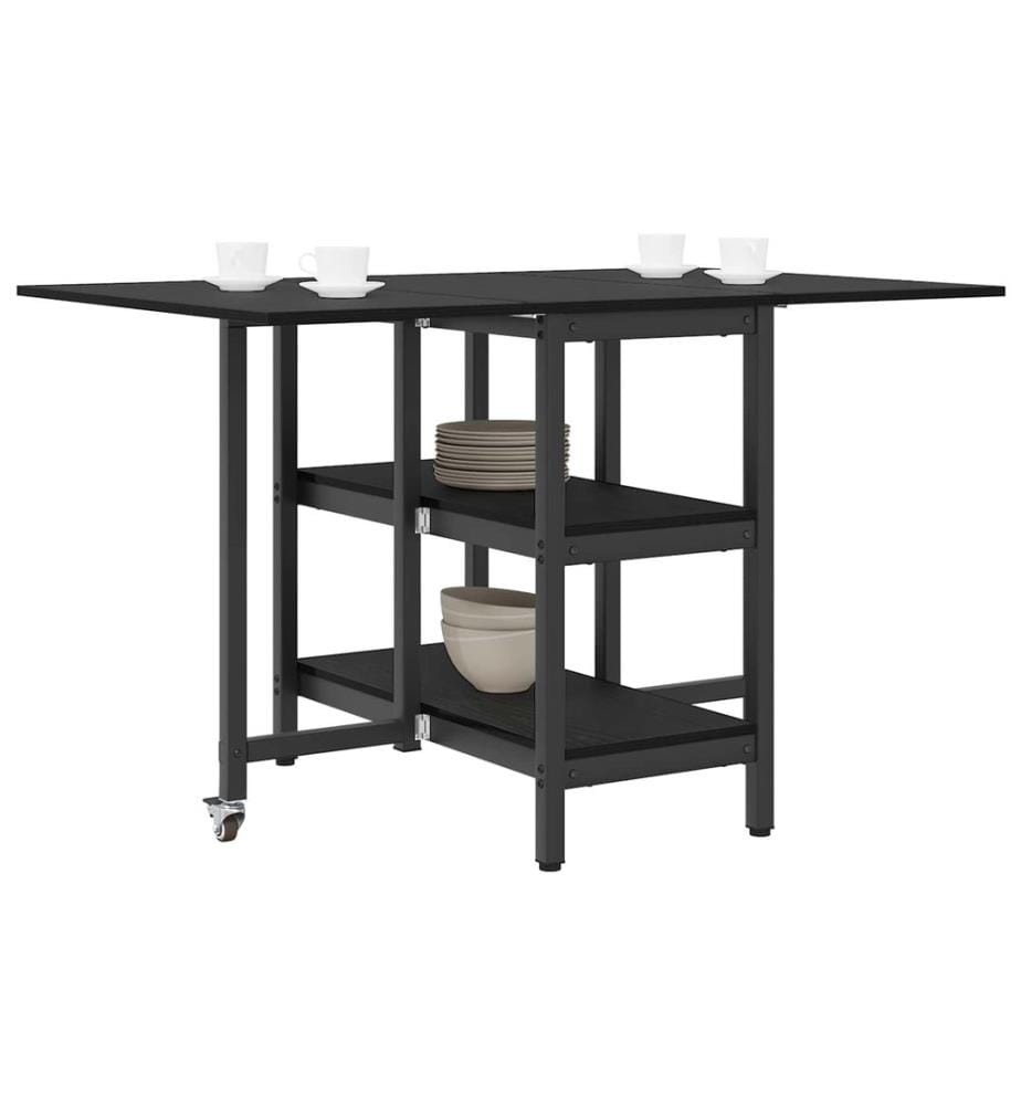 Table à dîner 122 x 80 x 76,5 cm Bois d'ingénierie Chêne noir