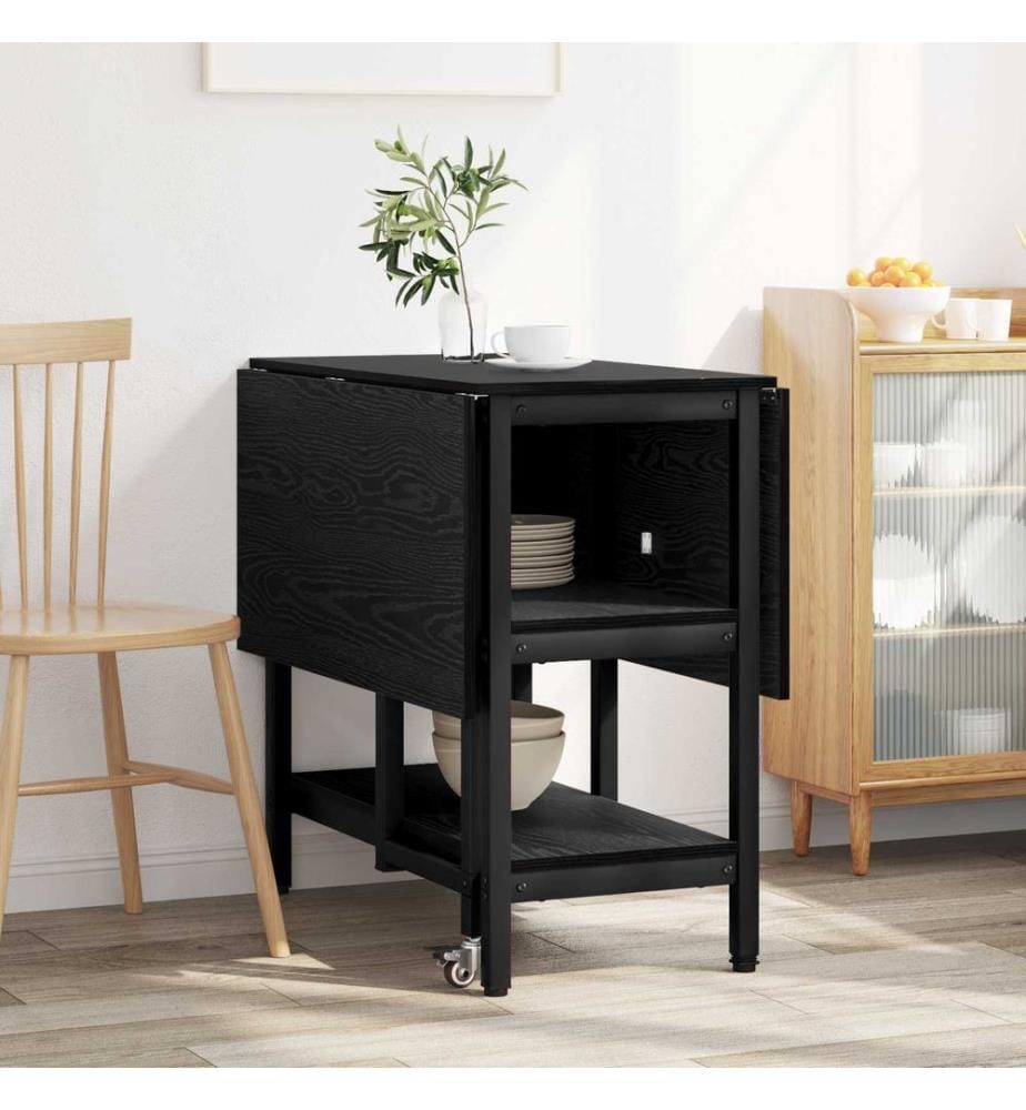 Table à dîner 122 x 80 x 76,5 cm Bois d'ingénierie Chêne noir