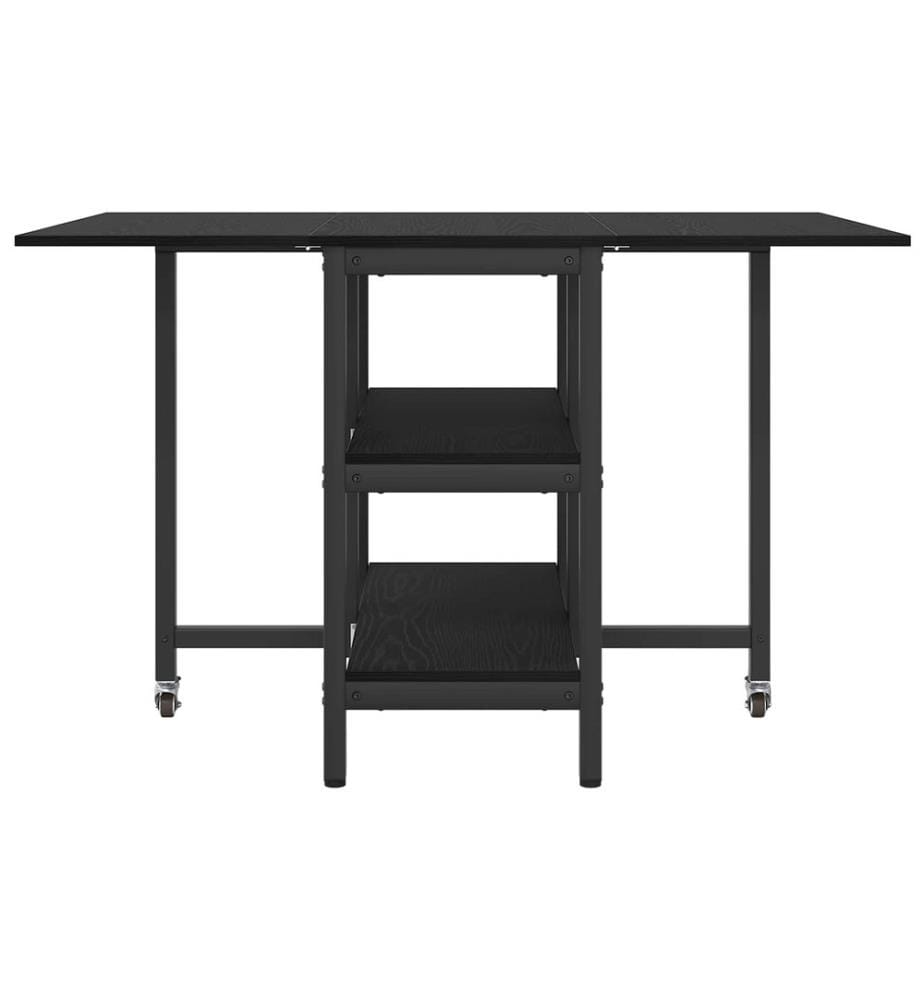 Table à dîner 122 x 80 x 76,5 cm Bois d'ingénierie Chêne noir
