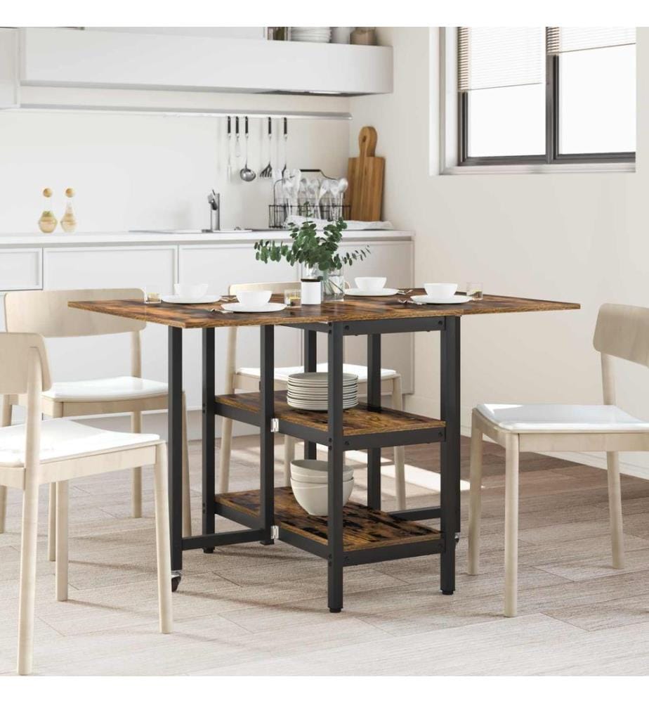 Table à dîner 122 x 80 x 76,5 cm Bois d'ingénierie Chêne fumé