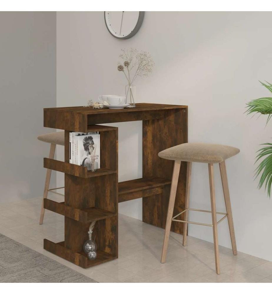 Bartisch mit Regal Räuchereiche 100x50x101,5 cm Holzwerkstoff