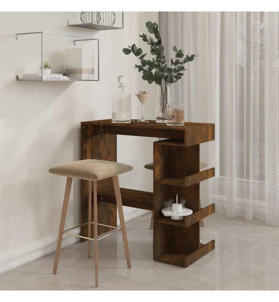 Bartisch mit Regal Räuchereiche 100x50x101,5 cm Holzwerkstoff