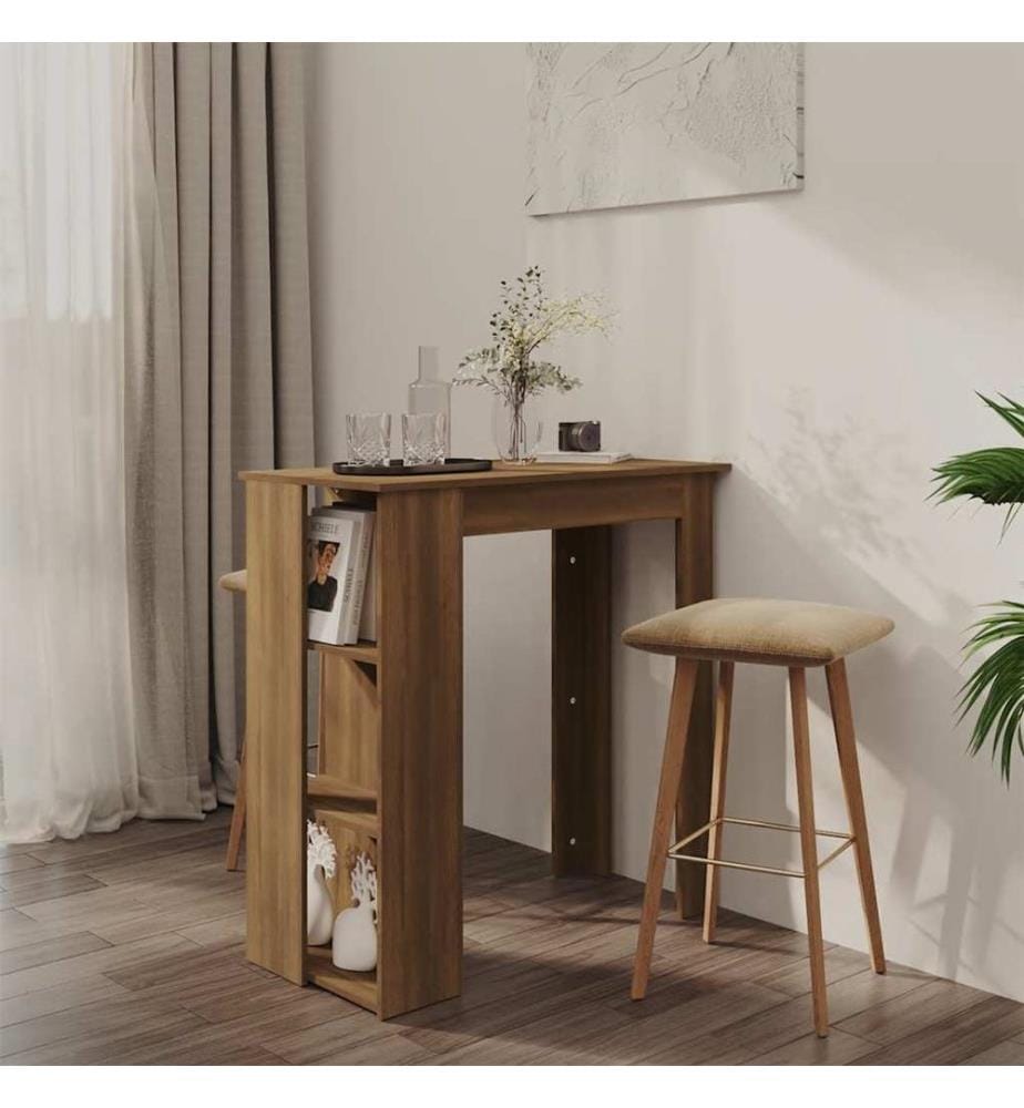 Bartisch mit Regal Braun Eiche 102x50x103,5 cm Holzwerkstoff