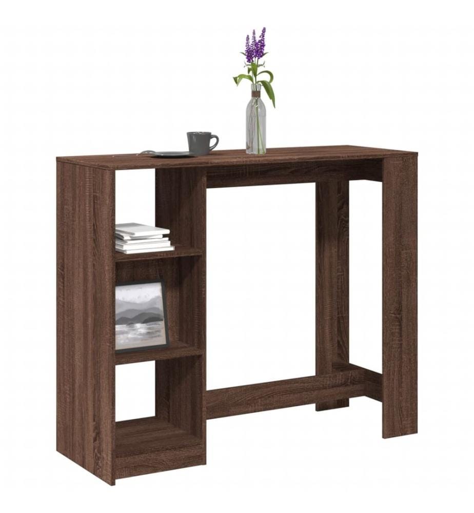Bartisch mit Regal Braun Eiche 124x46x103,5 cm Holzwerkstoff