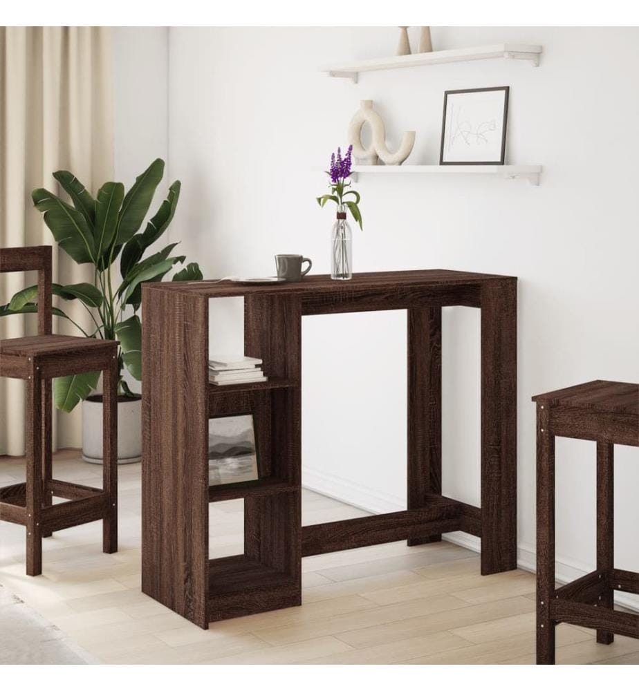 Bartisch mit Regal Braun Eiche 124x46x103,5 cm Holzwerkstoff