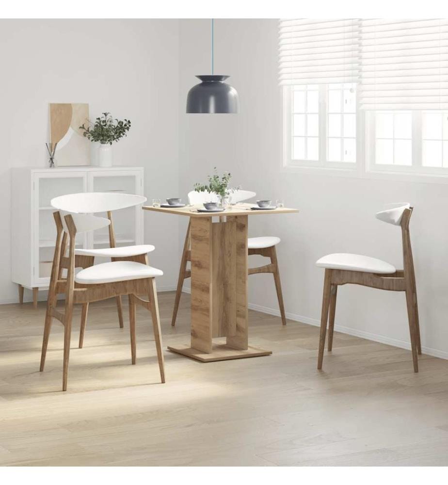 Table de bistro chêne artisanal 60x60x75 cm bois d'ingénierie