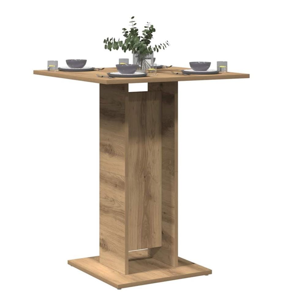 Table de bistro chêne artisanal 60x60x75 cm bois d'ingénierie
