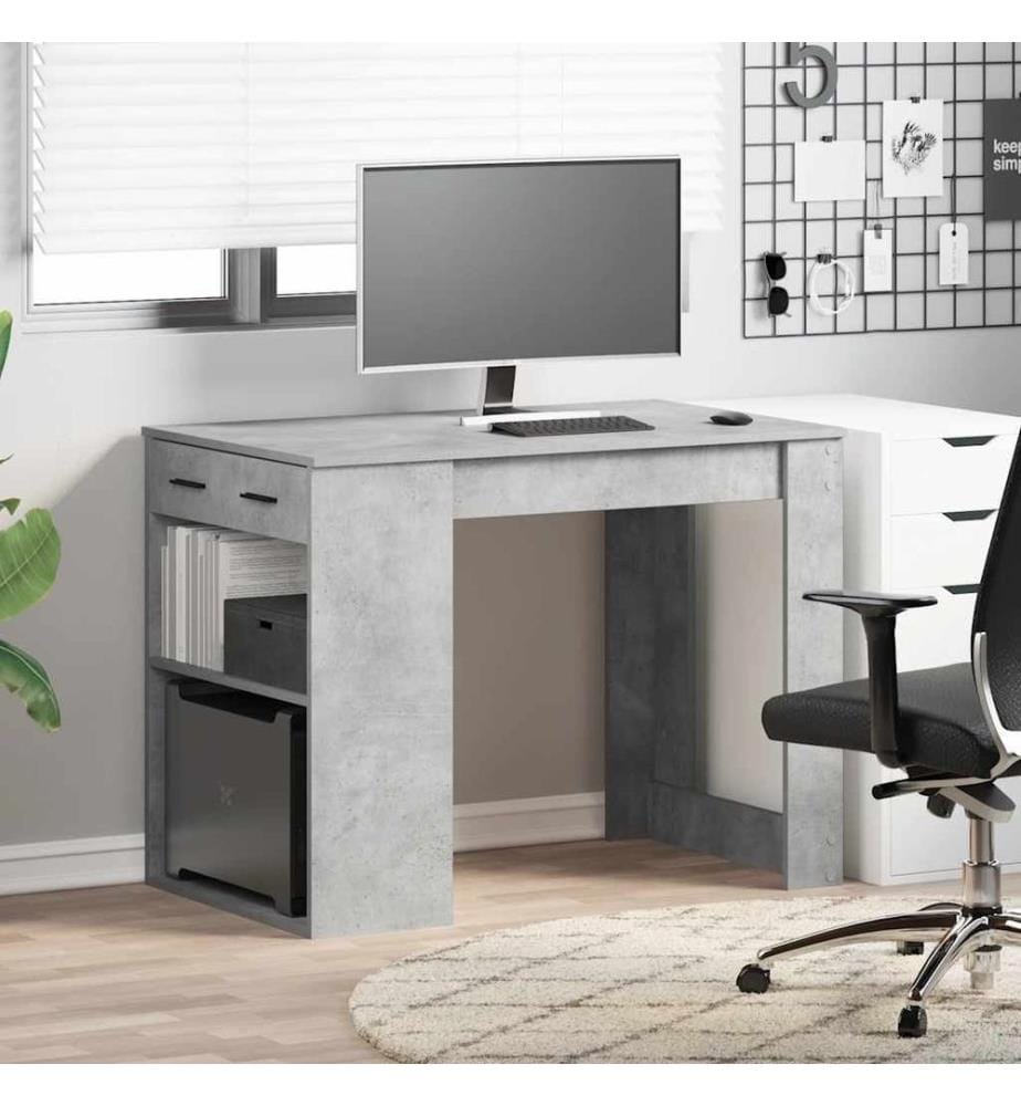 Schreibtisch mit Schubladen und Ablage Betongrau 102x62x77,5 cm