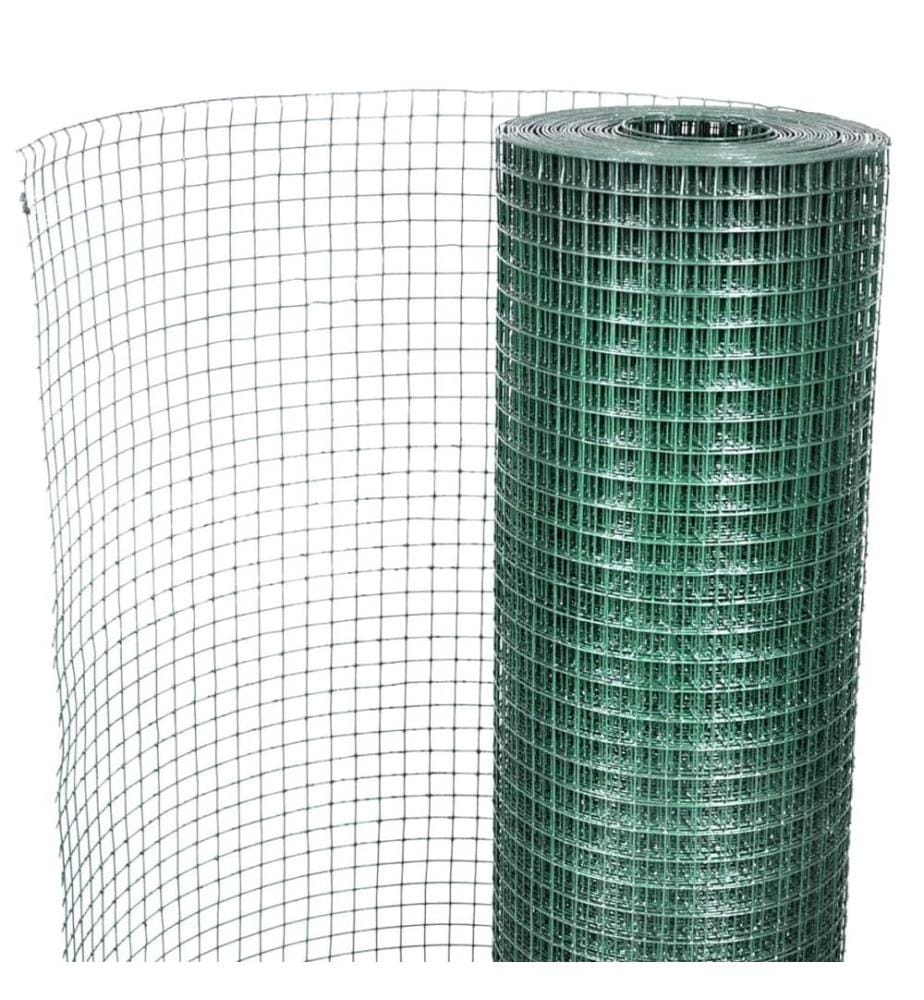 Drahtzaun für Hühner Verzinkt mit PVC-Beschichtung 10x1 m Grün