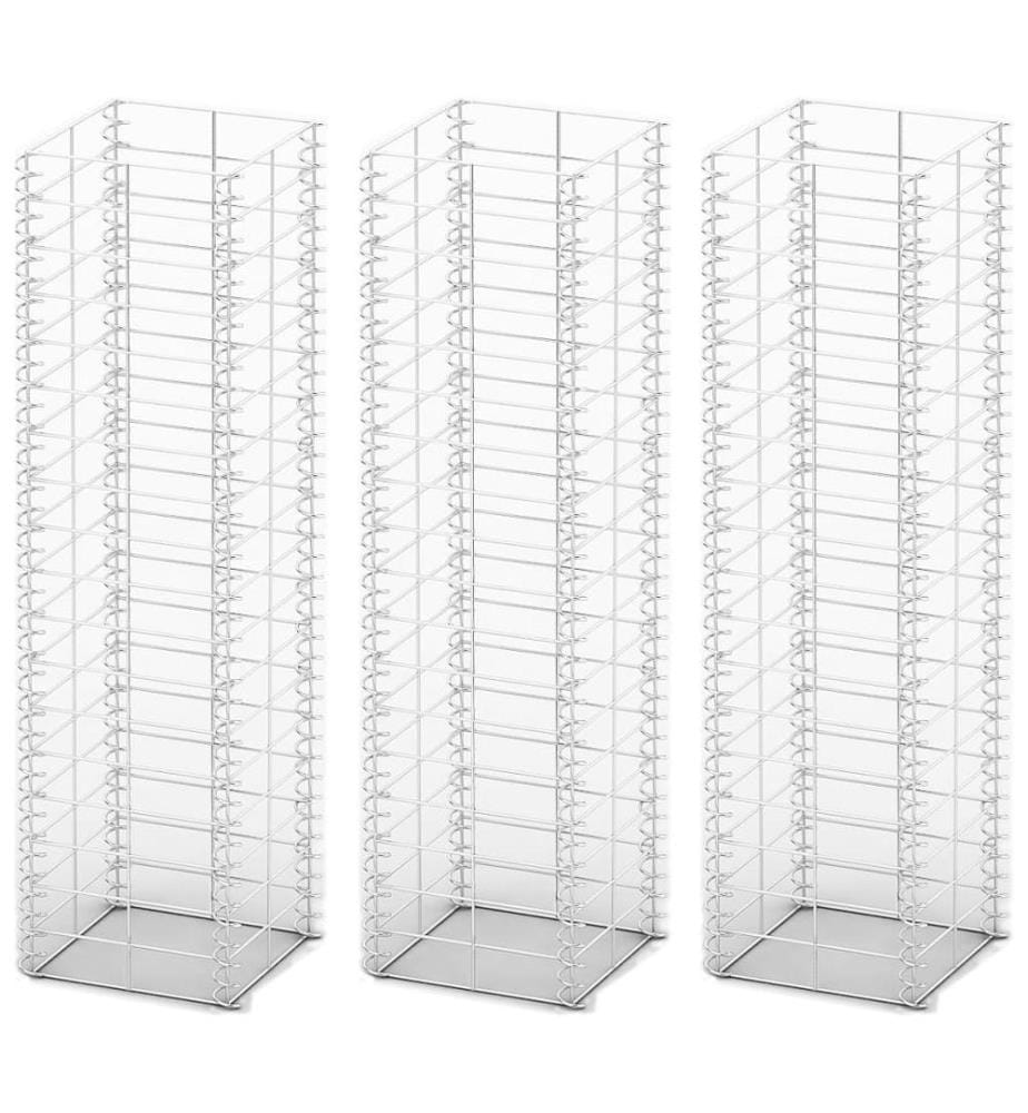 Jeu de panier de gabion 3 pcs Fil galvanisé 25x25x100 cm