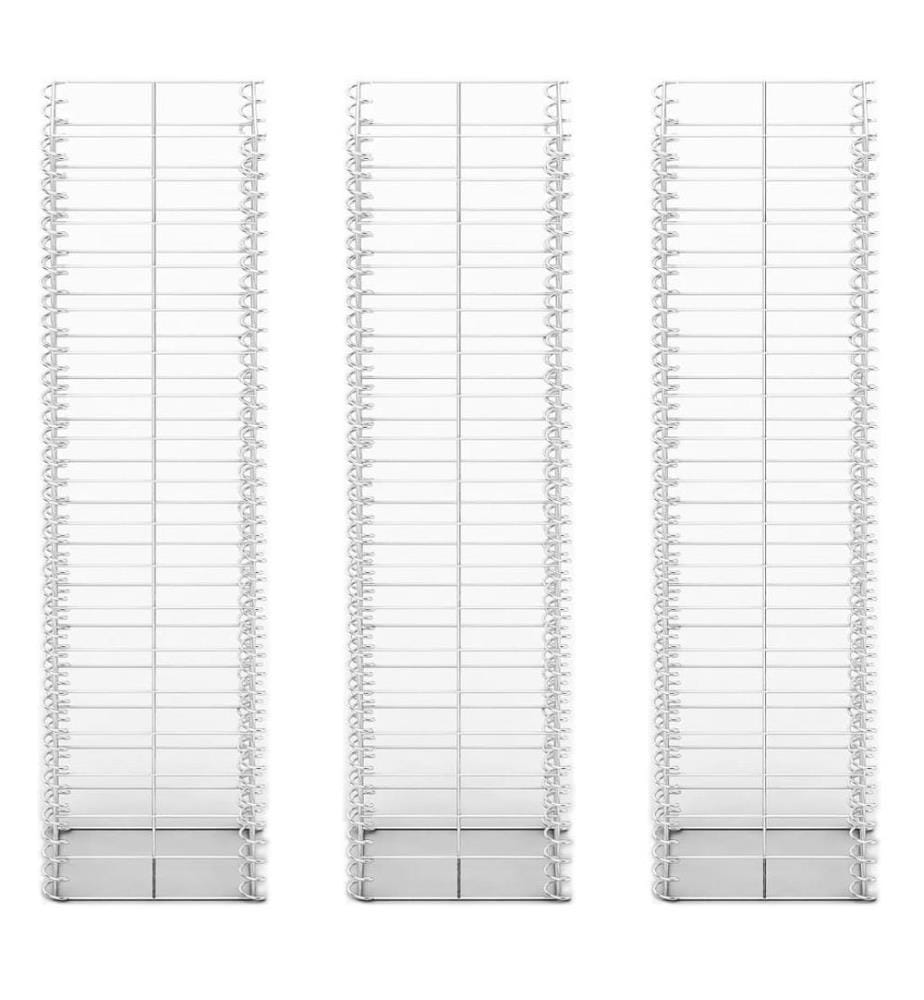Jeu de panier de gabion 3 pcs Fil galvanisé 25x25x100 cm