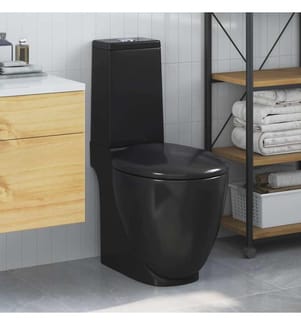 Toilette en céramique ronde écoulement d'eau au fond noir