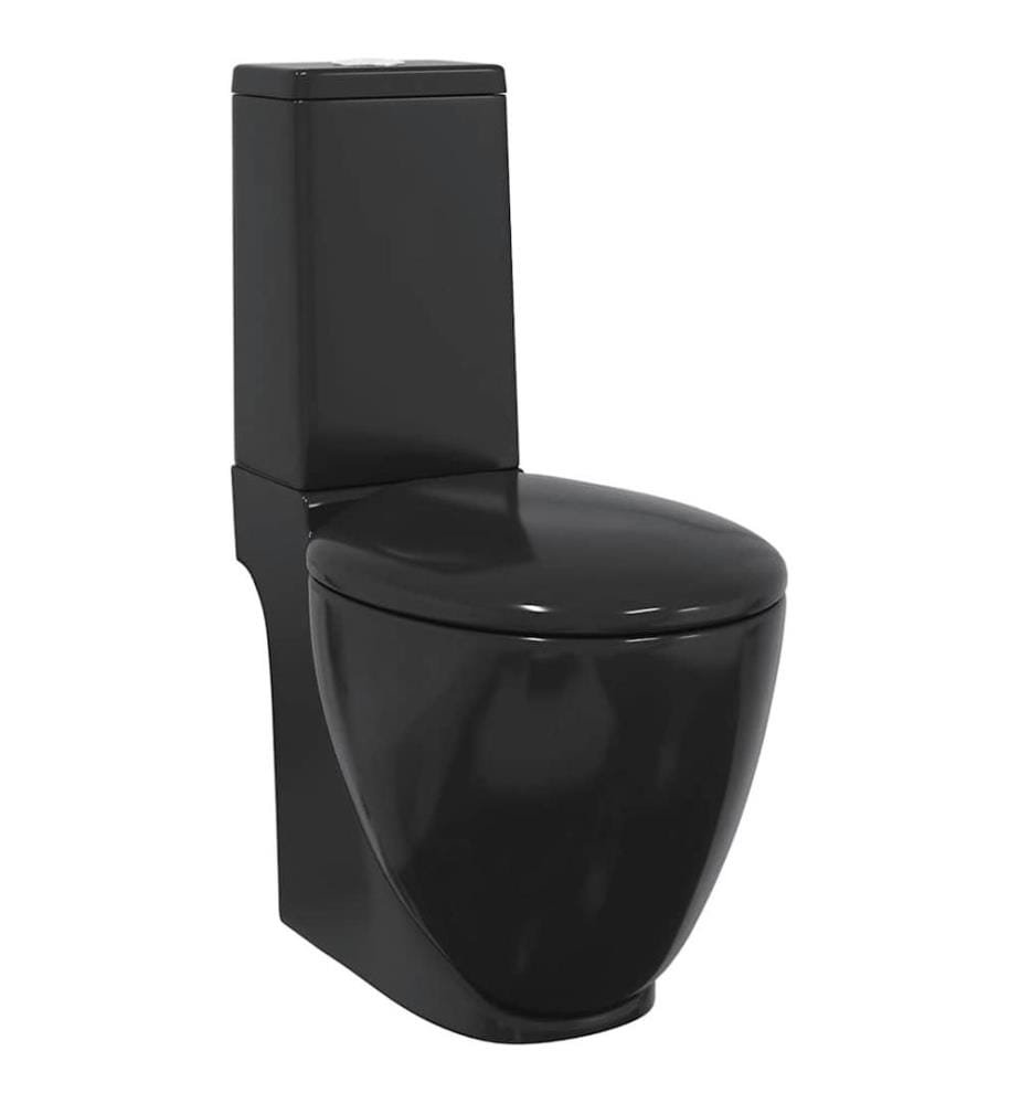 Toilette en céramique ronde écoulement d'eau au fond noir