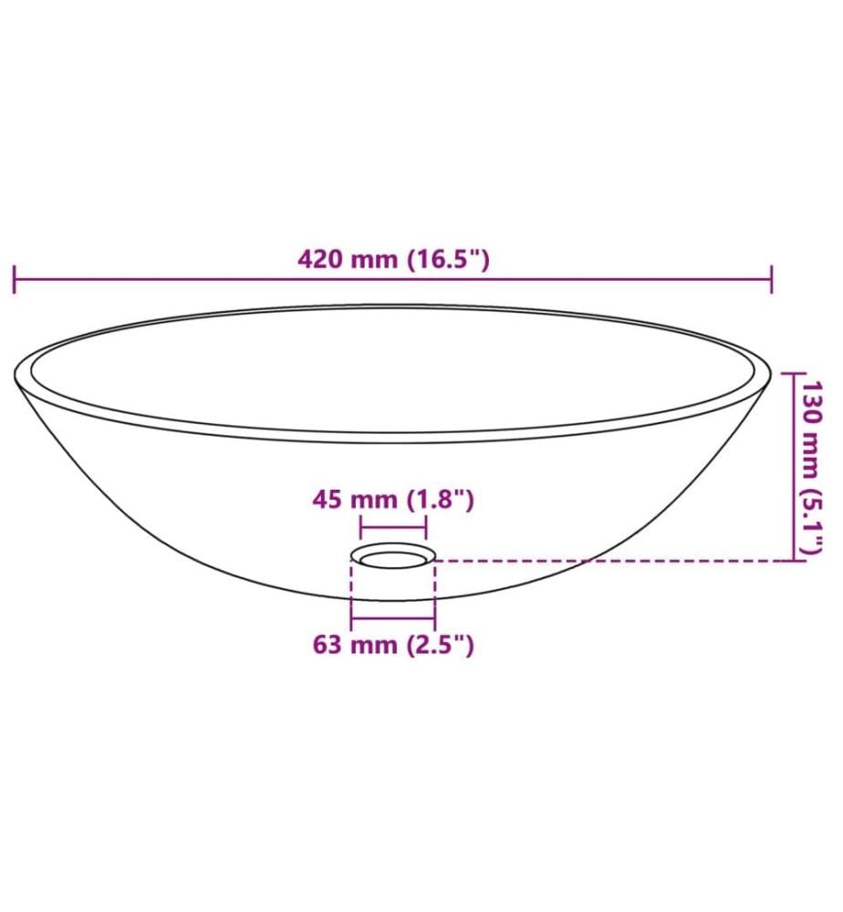 Waschbecken Hartglas 42 cm Mattiert