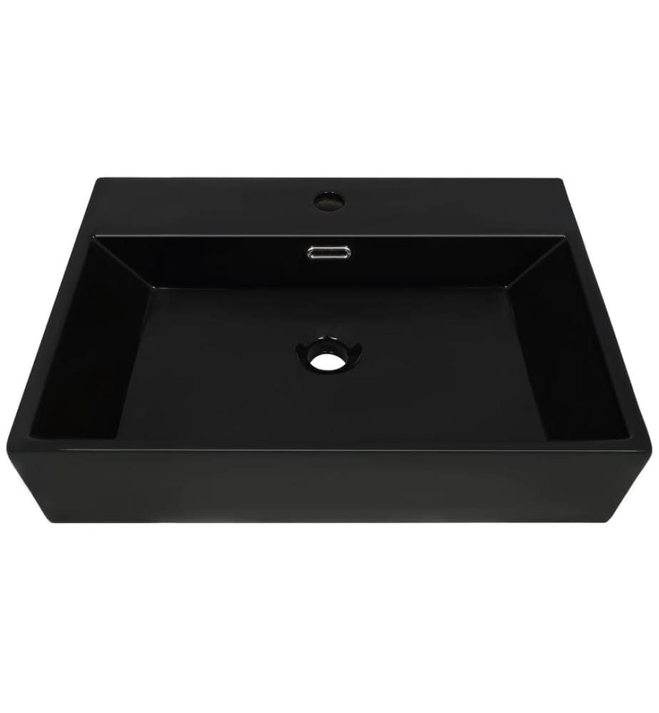 Vasque avec trou de robinet en céramique Noir 60,5x42,5x14,5 cm
